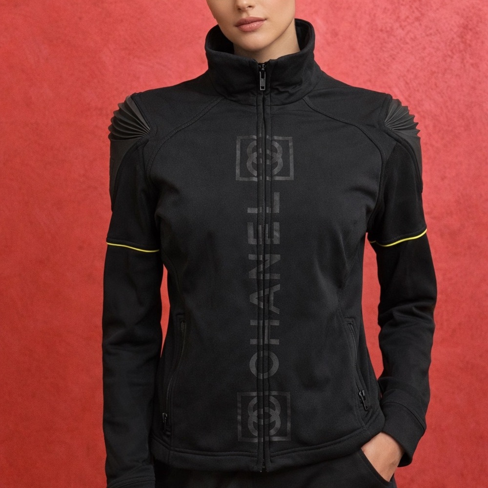 CHANEL Women's Black Ski ( or everyday)  Jacket with Yellow Accents Limited Ed